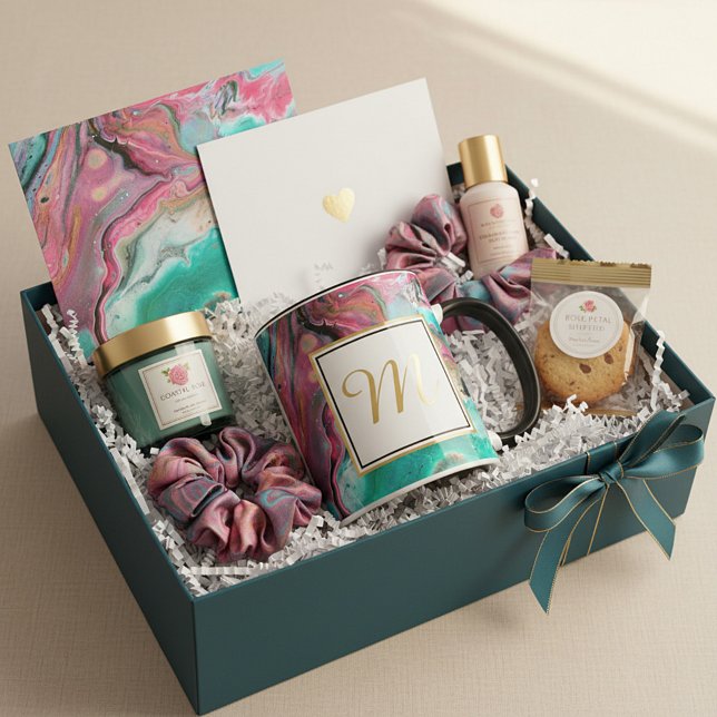 Monogramm aus rosa und grünem Marmor Tasse (Von Creator hochgeladen)