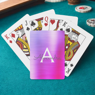 Monogramm aus rosa und Lila Edelstahl Spielkarten