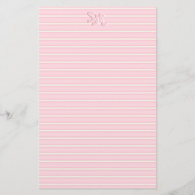Monogramm aus rosa und weißgestrichenem Papier (Vorderseite)