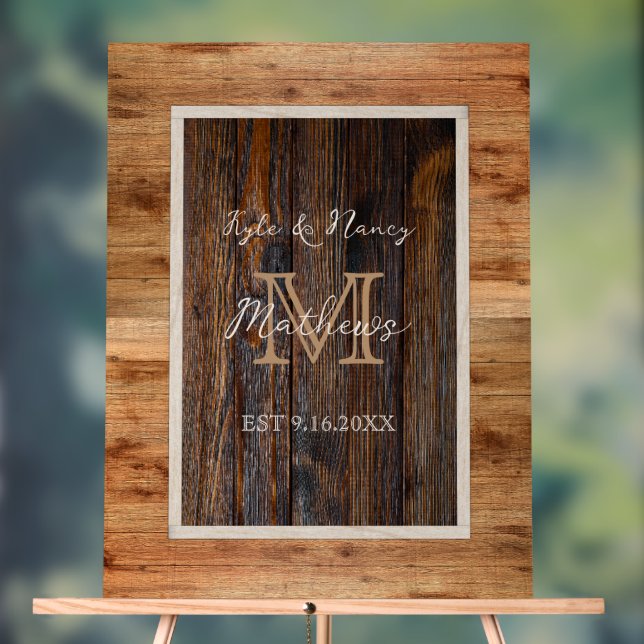 Monogramm aus rustikalem Holz Acrylschild (Neutral)