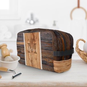 Monogramm aus rustikalem Holz Waschbeutel