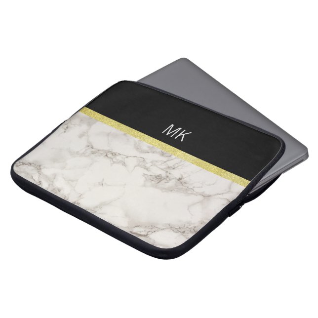 Monogramm aus schwarzem Gold Laptopschutzhülle (Vorne Oben)