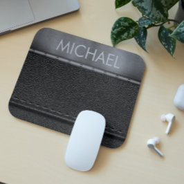 Monogramm aus schwarzem Leder-Look Mousepad