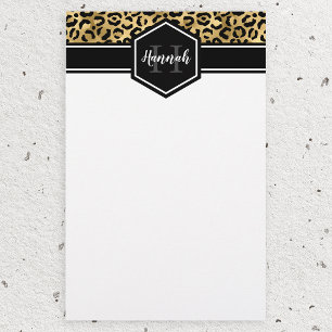Monogramm aus schwarzem Leopard Briefpapier