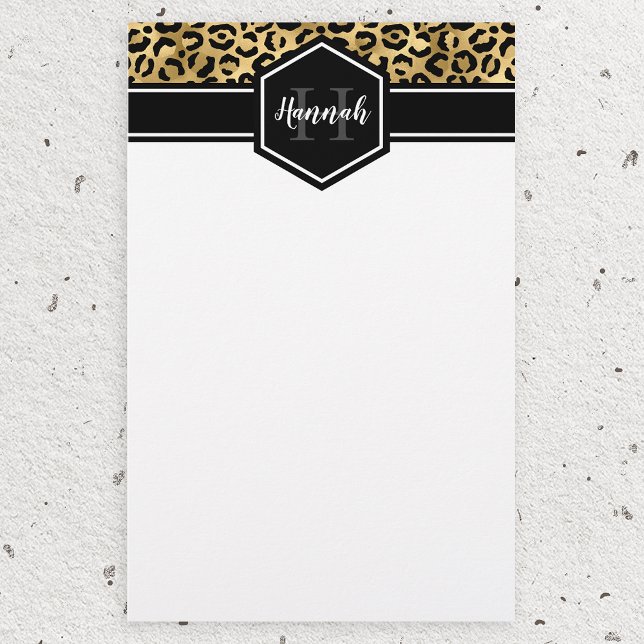 Monogramm aus schwarzem Leopard Briefpapier (Von Creator hochgeladen)