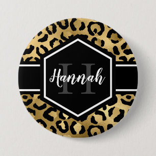 Monogramm aus schwarzem Leopard Button