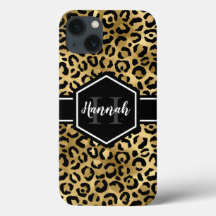 Monogramm aus schwarzem Leopard Case-Mate iPhone Hülle