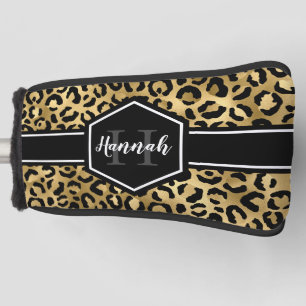 Monogramm aus schwarzem Leopard Golf Headcover