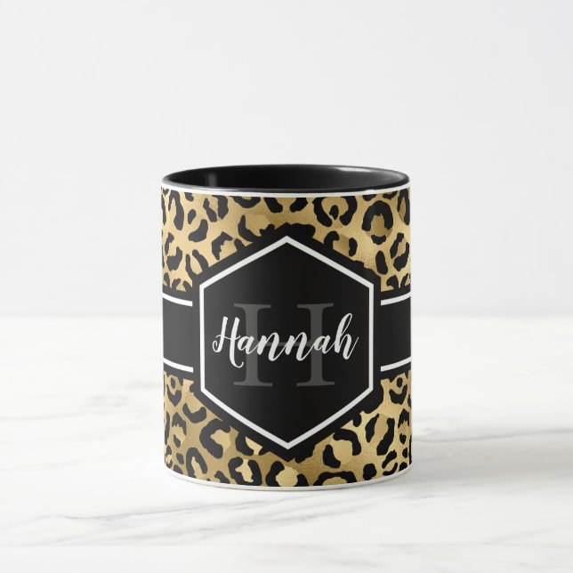 Monogramm aus schwarzem Leopard Tasse (Zentrum)