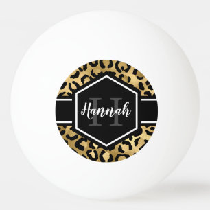 Monogramm aus schwarzem Leopard Tischtennisball