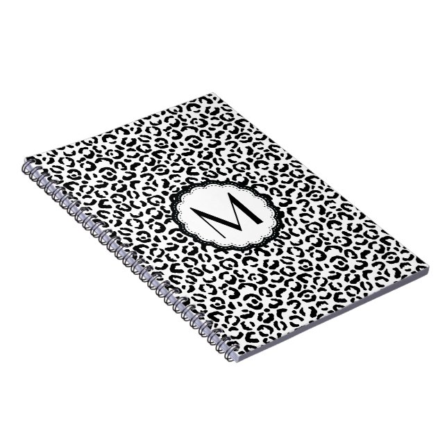 Monogramm aus schwarzem und weißem Leopard Notizblock (Rechte Seite)