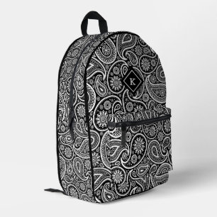 Monogramm aus schwarzweißem Paisley Bedruckter Rucksack