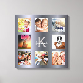 Monogramm aus Silber-Foto-Collagen Leinwanddruck