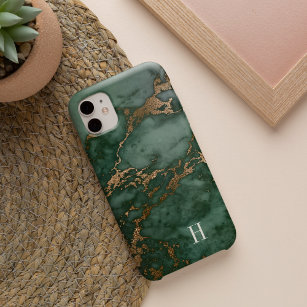 Monogramm aus waldgrünem und kopfähigem Marmor Case-Mate iPhone 14 Hülle
