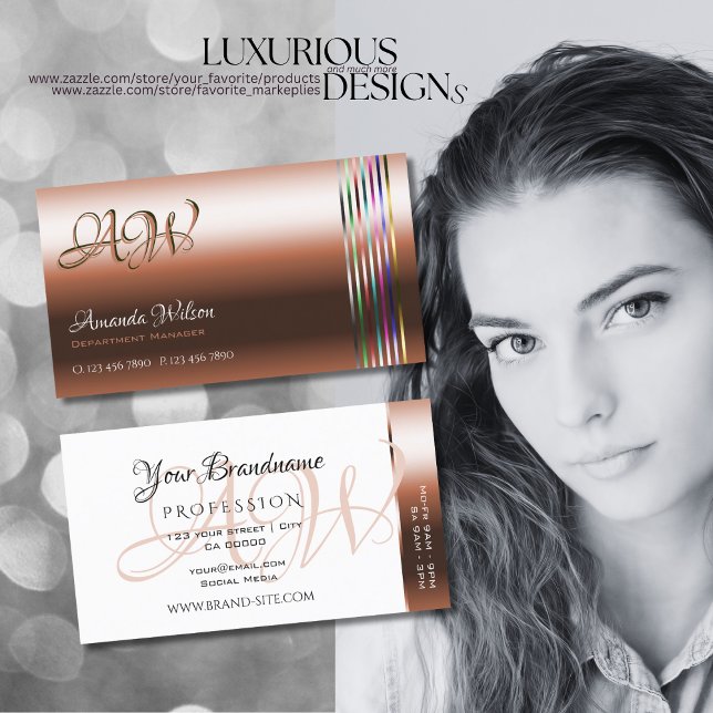 Monogramm aus weißem Kupfer und weißen Streifen Visitenkarte (Von Creator hochgeladen)