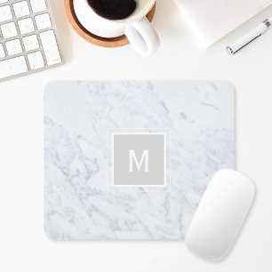 Monogramm aus weißem Marmor Mousepad