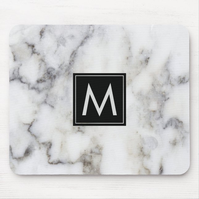 Monogramm aus weißem Marmorstein Mousepad (Vorne)