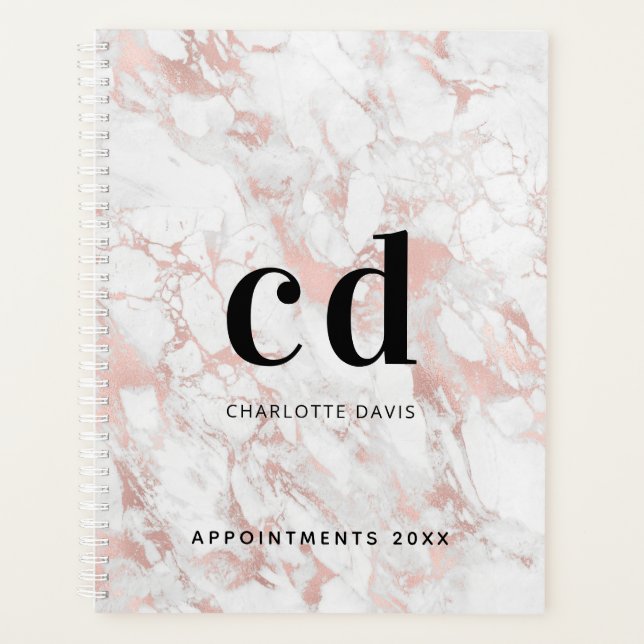 Monogramm aus weißem Rosengold Planer (Vorderseite)