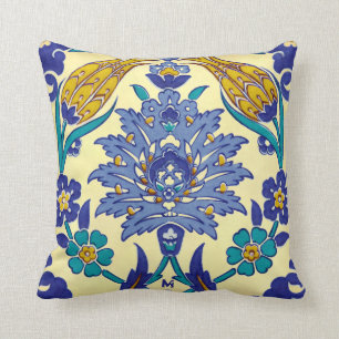 Monogramm Azulejo Keramik-Stil Vintage-Ornament Kissen