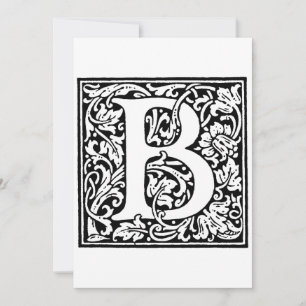 Monogramm B Anfangs Schwarzes und Weißes Blumenmus Feiertagskarte