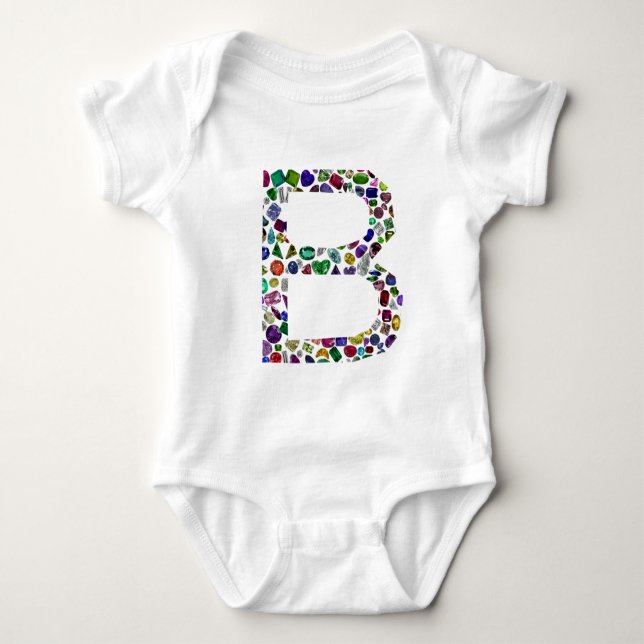 Monogramm B Baby Strampler (Vorderseite)