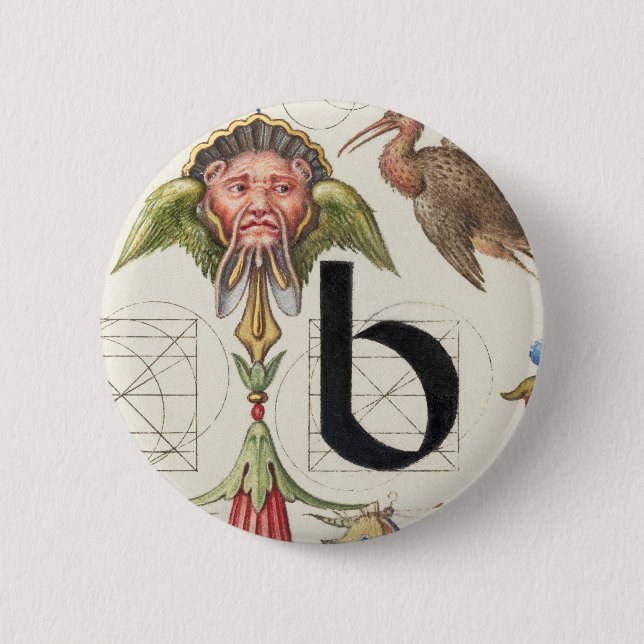 Monogramm B, Buchstabe B, Alphabet B, Monogramm A+ Button (Vorderseite)