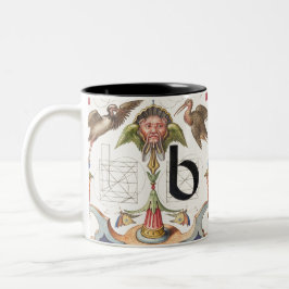 Monogramm B, Buchstabe B, Alphabet B, Monogramm A+ Zweifarbige Tasse