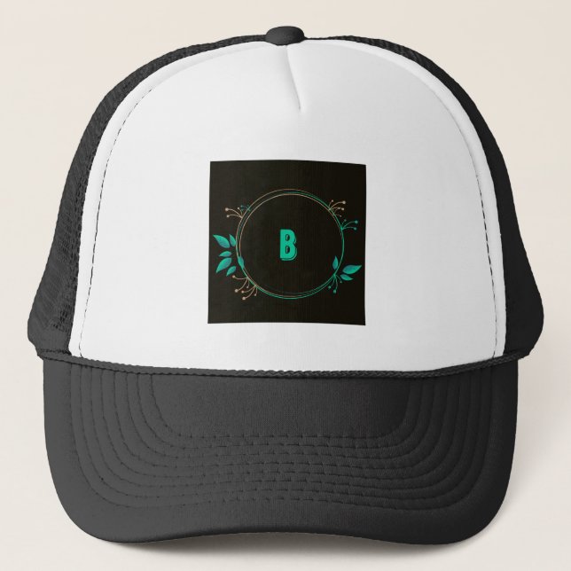 Monogramm B Buchstabe Gedruckter Text Trucker Hut  Truckerkappe (Vorderseite)
