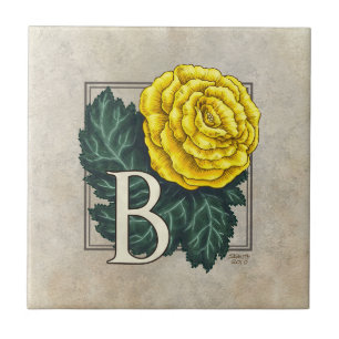 Monogramm "B für Begonia"-Blume Fliese