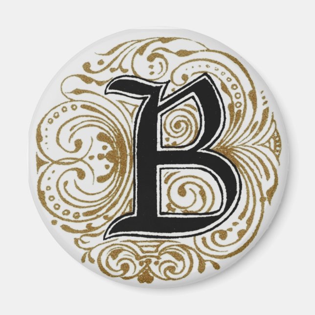 Monogramm "B" in Gold - Magnet (Vorne)