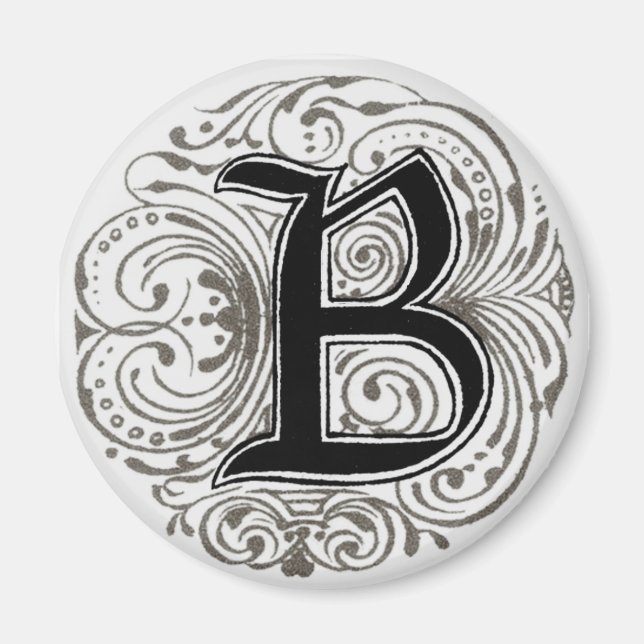 Monogramm "B" in Grau - Magnet (Vorne)