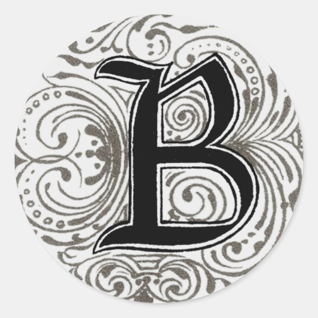 Monogramm "B" in grauem Aufkleber (Vorderseite)