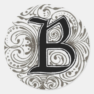 Monogramm "B" in grauem Aufkleber