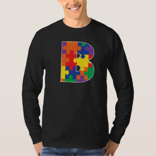 Monogramm B in mehrfarbigen Puzzleteilen T-Shirt