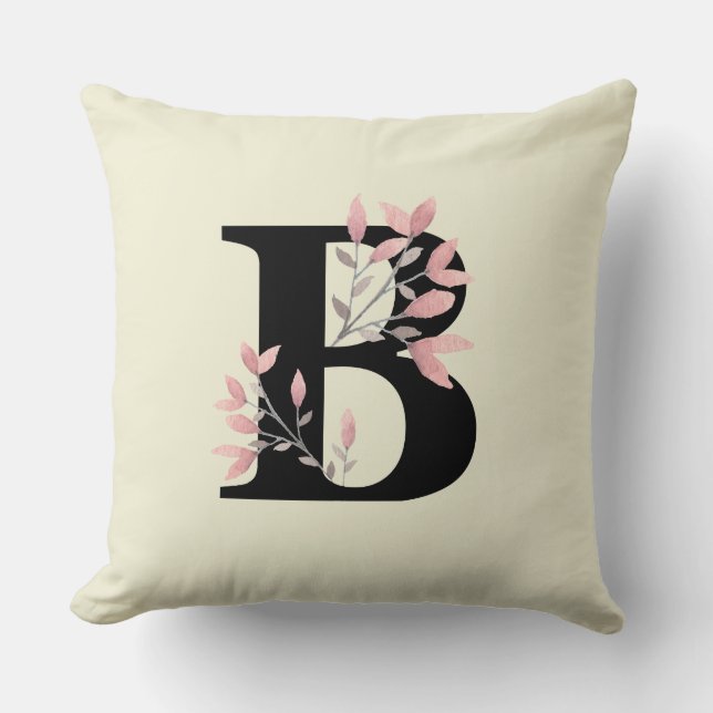 Monogramm B mit rosa Spray Kissen (Vorderseite)