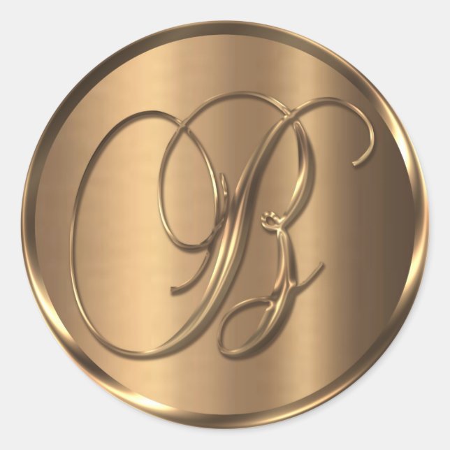 Monogramm B NONMETALLIC Bronze-Umschlag Aufkleber (Vorderseite)