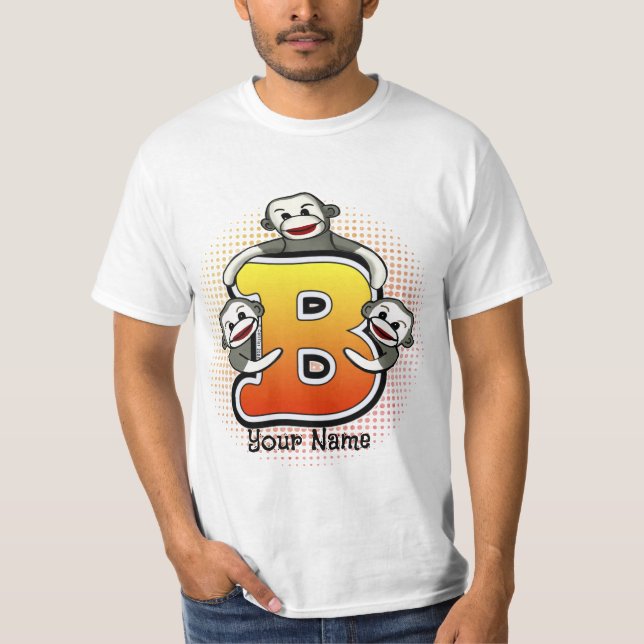 Monogramm B Sock Monkey T-Shirt (Vorderseite)