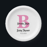 Monogramm Babydusche Rosa Niedliche Elegant Pappteller<br><div class="desc">Entworfen mit Text-Vorlagen für mit Monogramm Initial & Name,  die Sie anpassen können! Ideal für Baby Dusche Party,  aber Sie können den Text zu Anzug auch für eine andere Veranstaltung bearbeiten!</div>