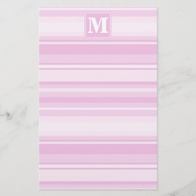 Monogramm-Babypinstreifen Briefpapier (Vorderseite)