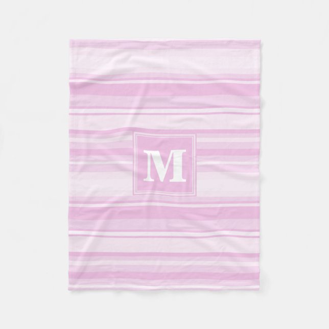 Monogramm-Babypinstreifen Fleecedecke (Vorderseite)