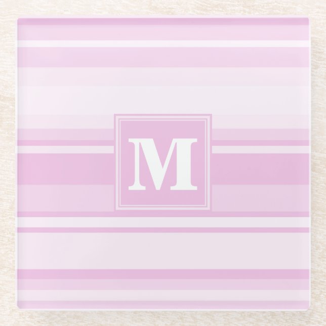 Monogramm-Babypinstreifen Glasuntersetzer (Vorderseite)