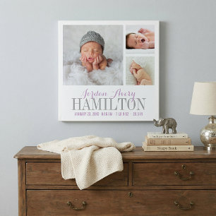 Monogramm-Babys-Fotocollage auf Wrapped Canvas Leinwanddruck