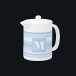 Monogramm Babystreifen<br><div class="desc">Unregelmäßige horizontale Streifen in verschiedenen hellblauen Tönen</div>