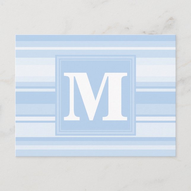 Monogramm Babystreifen Postkarte (Vorderseite)