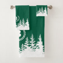 Monogramm-Badehandtuch-Set Green und Weiß