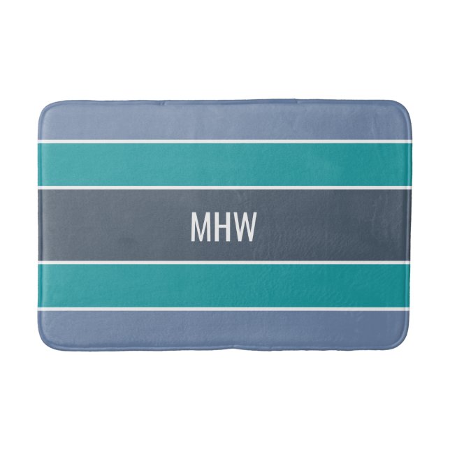 Monogramm-Badmatten des Streifen-Musters Badematte (Vorderseite)