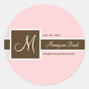 Monogramm-Band, rosa und braun Aufkleber