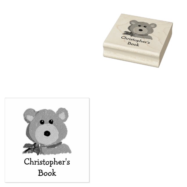 Monogramm Bär Dieses Buch gehört Gummistempel (Stempel)