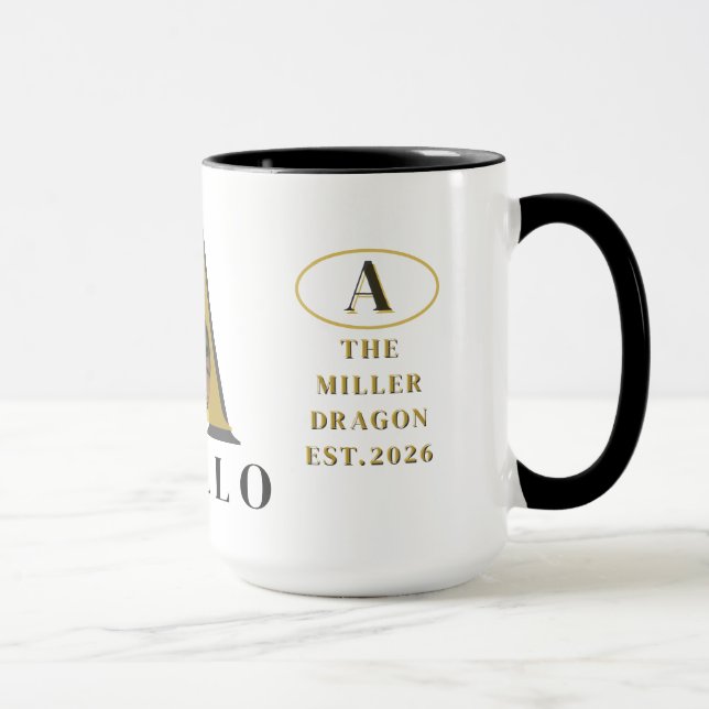 Monogramm-Bartagame-Personalisierte-Foto-Tasse Tasse (Rechts)