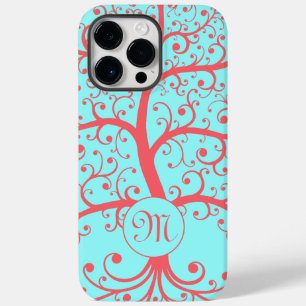 Monogramm Baum des Lebens Retro Minimalistisch Ros Case-Mate iPhone 14 Pro Max Hülle